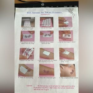 10 sheets waterslide (white & clear) and 3 sheets temporary tattoos